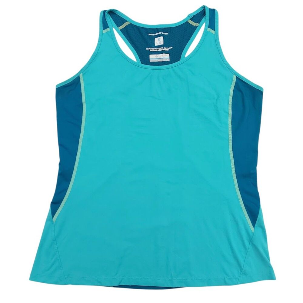 Columbia Womens Large Green Omni Freeze Zero Tank Top Sweat Activated Cooling